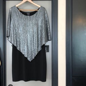 Stunning Cocktail Silver & Black Shift Dress  14W